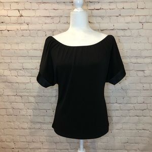 Express Boat Neck/One Shoulder Black Top